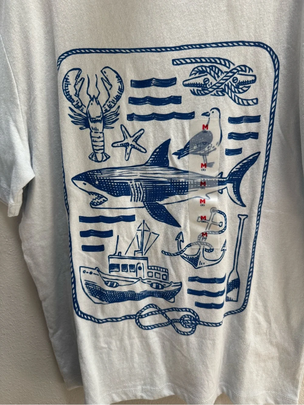 Old Navy Light Blue Nautical Graphic Tee with Navy Print